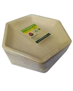 Disposable Plates Hexagonal Areca Palm leaf, Biodegradable,Eco-Friendly Sturdy Pack of 25