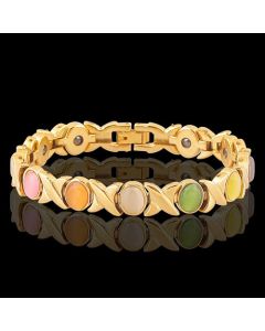 Ladies Magnetic Bracelet Beautiful Multicolour Gemstones Arthritis Pain Relief