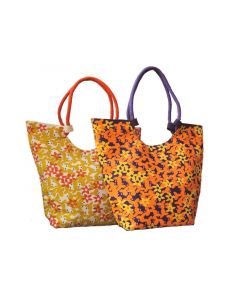 Jute Handbags Bright & Beautiful Floral Design Eco Friendly Strong & Tough UK Orange