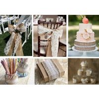 6M Trims Tape Rustic Wedding Party Natural Jute Burlap Hessian Ribbon with Lace 